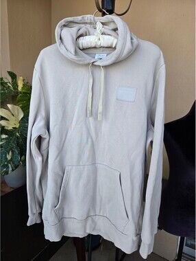 Puma Beige Cream Oversized Pullover Hoodie Fleece Kangaroo Pocket Size L